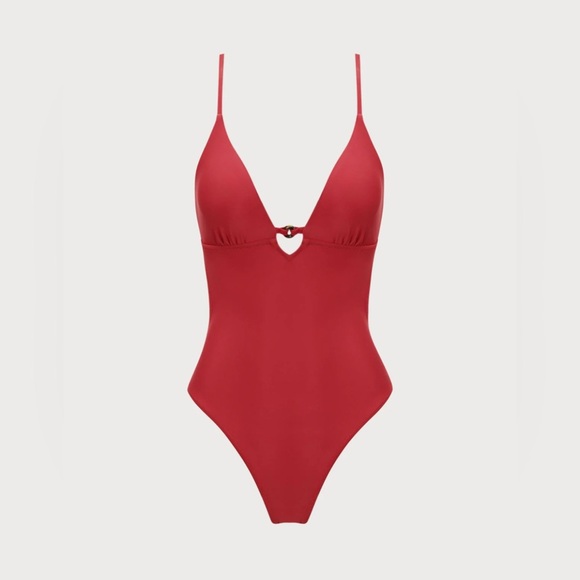 Berlook red Econyl cut out one piece swimsuit Sz S nwt, #002 - Picture 6 of 8